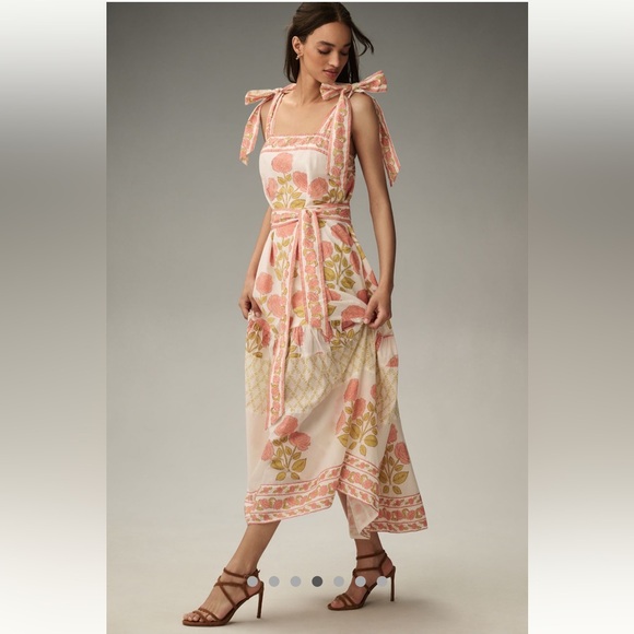 ***Anthropologie NWT Sue Sartor Tie-Shoulder Sundress size XSP. - Picture 5 of 11